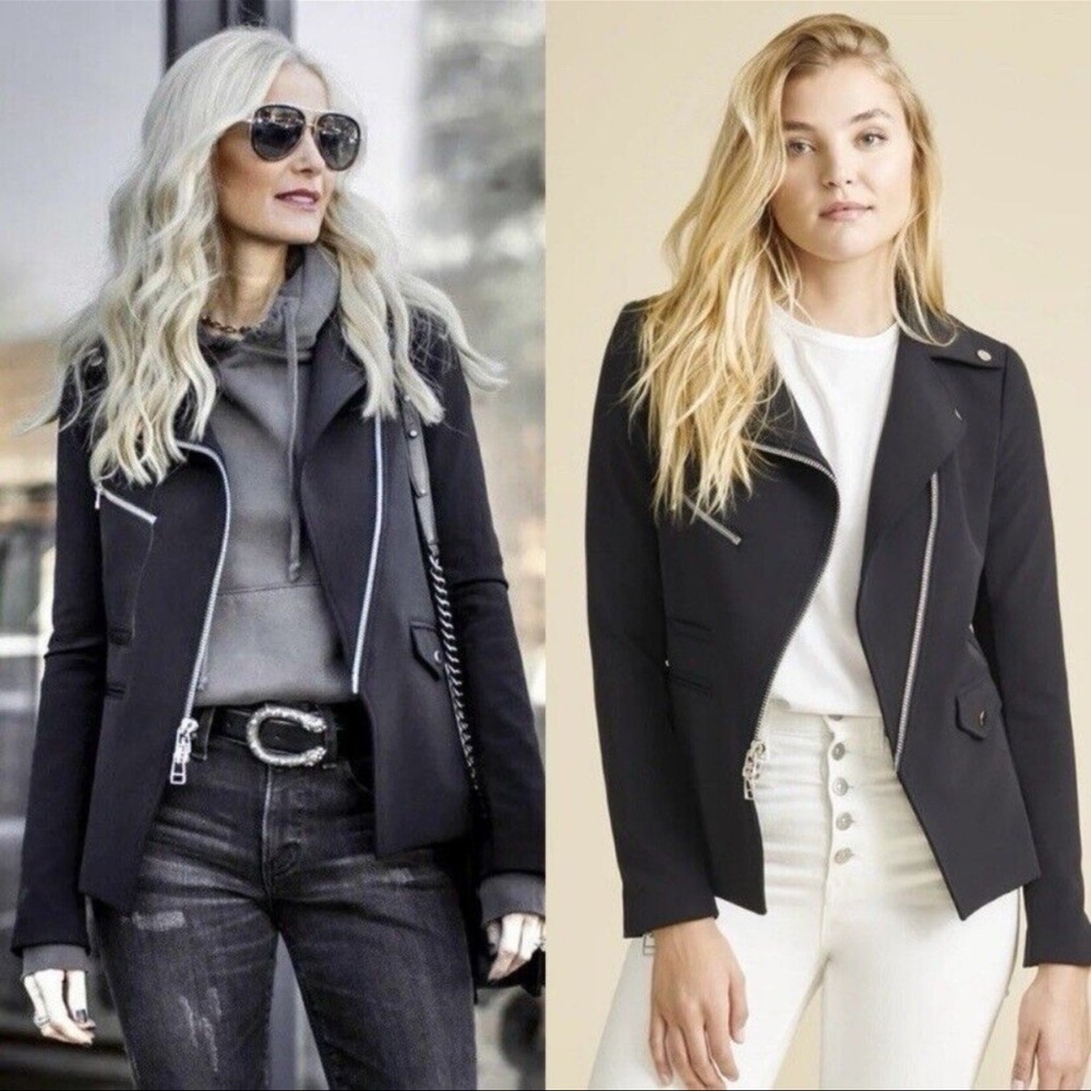 Veronica Beard Scuba Hadley Moto Blazer Jacket in Black Size 2